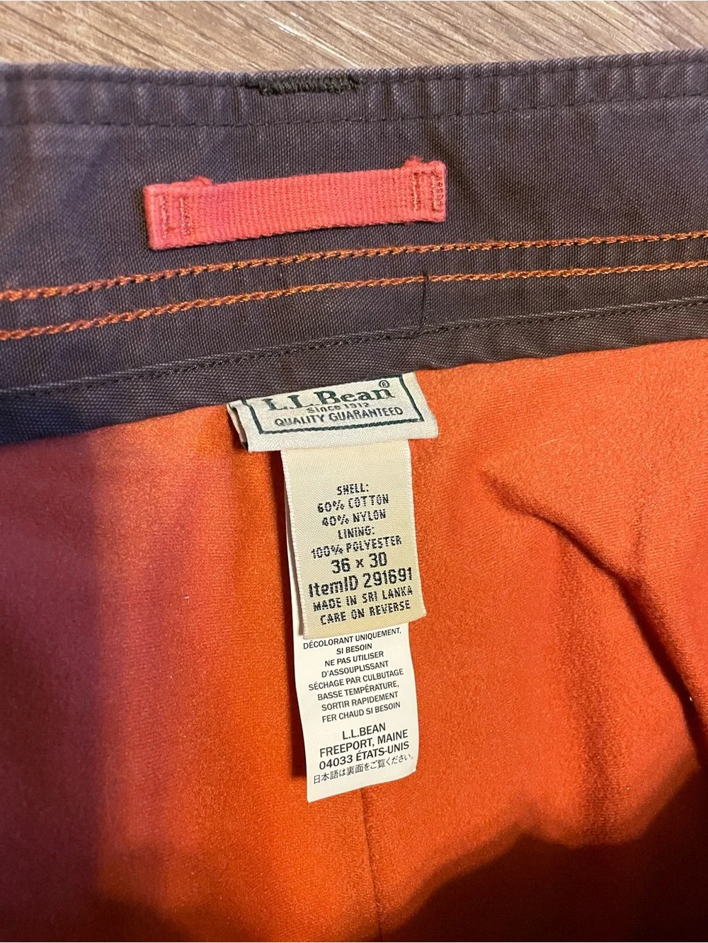 L.L. Bean BeanTech Fleece Lined Brown Cargo Utility Pants
